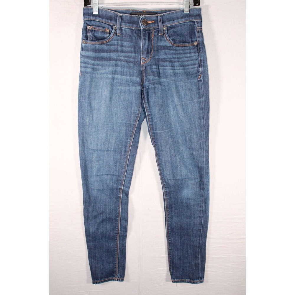 Express Jeans Womens 0 Legging Mid Rise Skinny Blue Denim Medium Wash Stretch